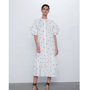 Zara embroidered midi dress